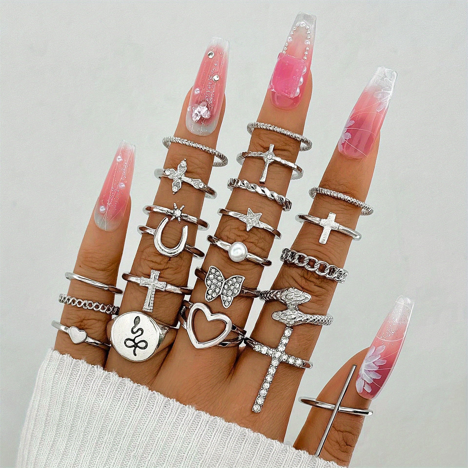 Commuter fashion personality Everything ring Creative cross snake ring, perfect gift for Valentine's Day